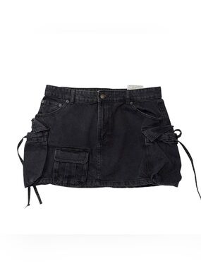 Pull&Bear Black Cargo Tie-Detail Mini Skirt